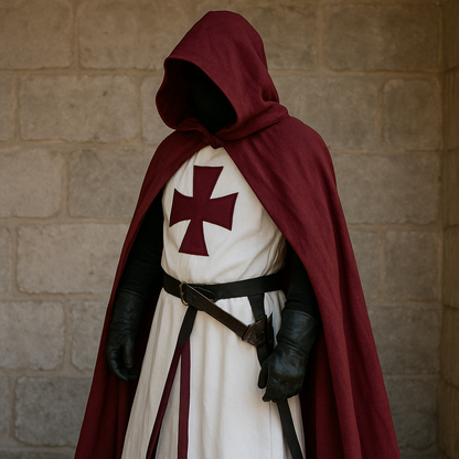 Ridders Templar Kruisvaarder Cosplay Kostuum - Authentieke Tuniek & Kaap Set voor Halloween