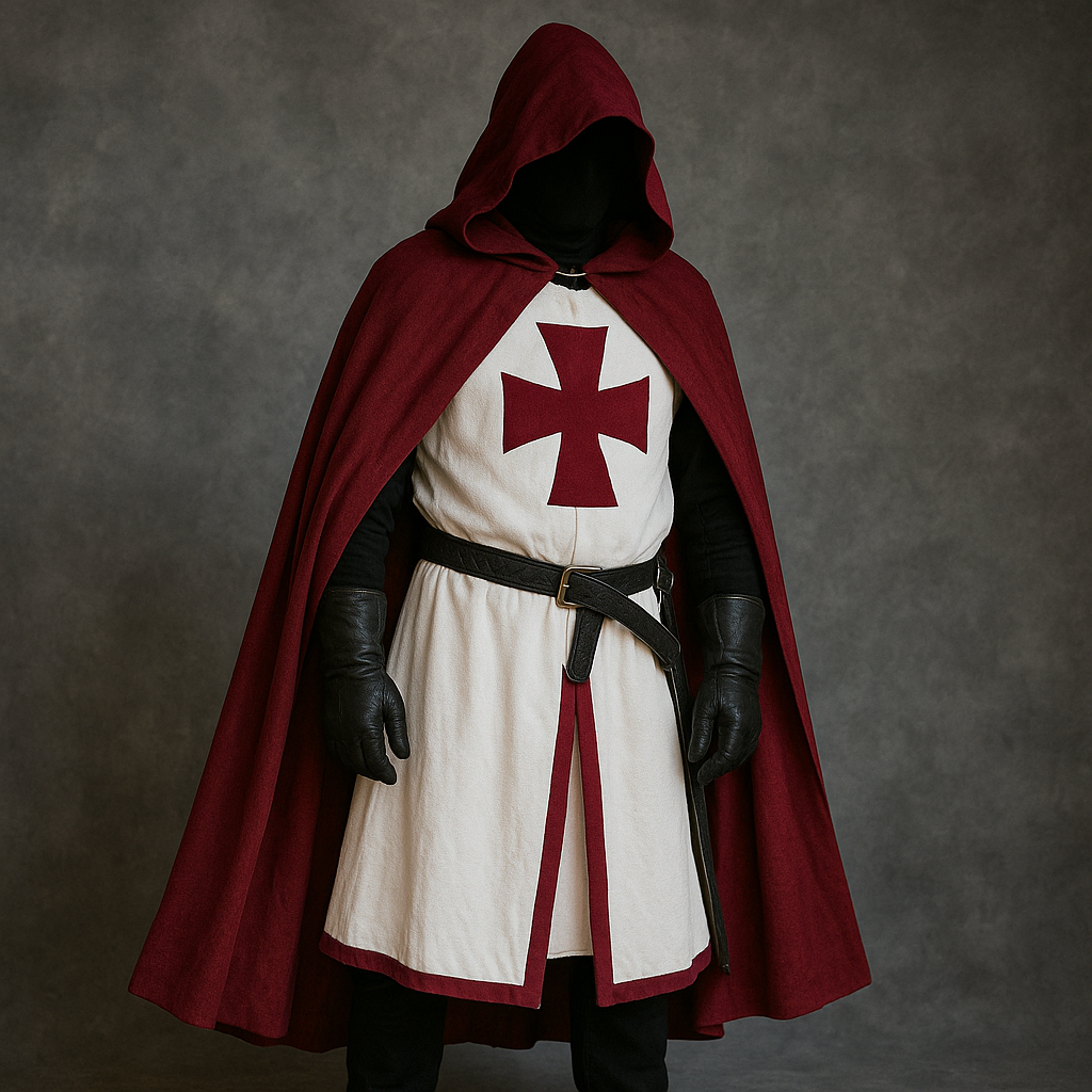 Ridders Templar Kruisvaarder Cosplay Kostuum - Authentieke Tuniek & Kaap Set voor Halloween