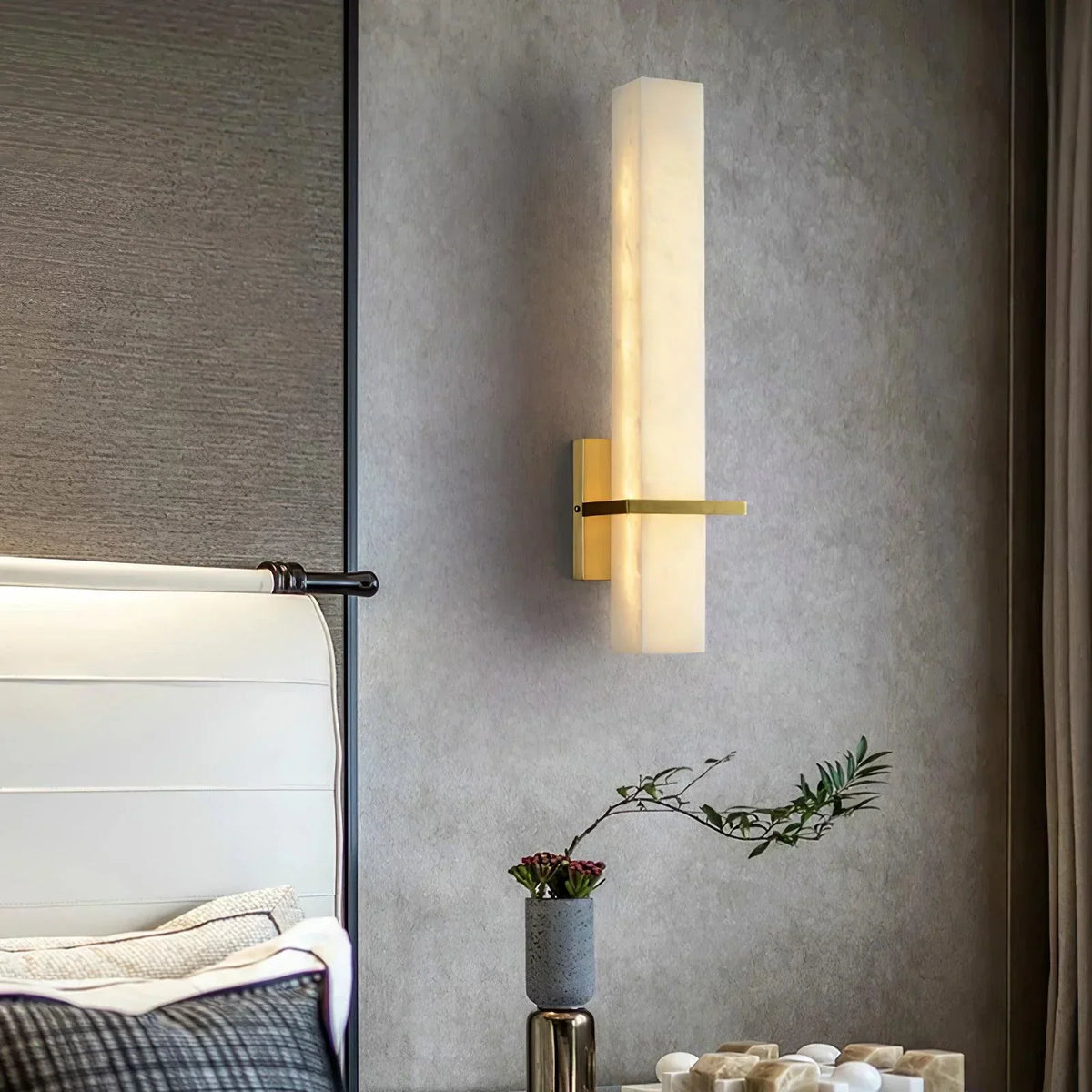 Moderne Alabaster Wandlamp Messing LED Binnen Wandlamp