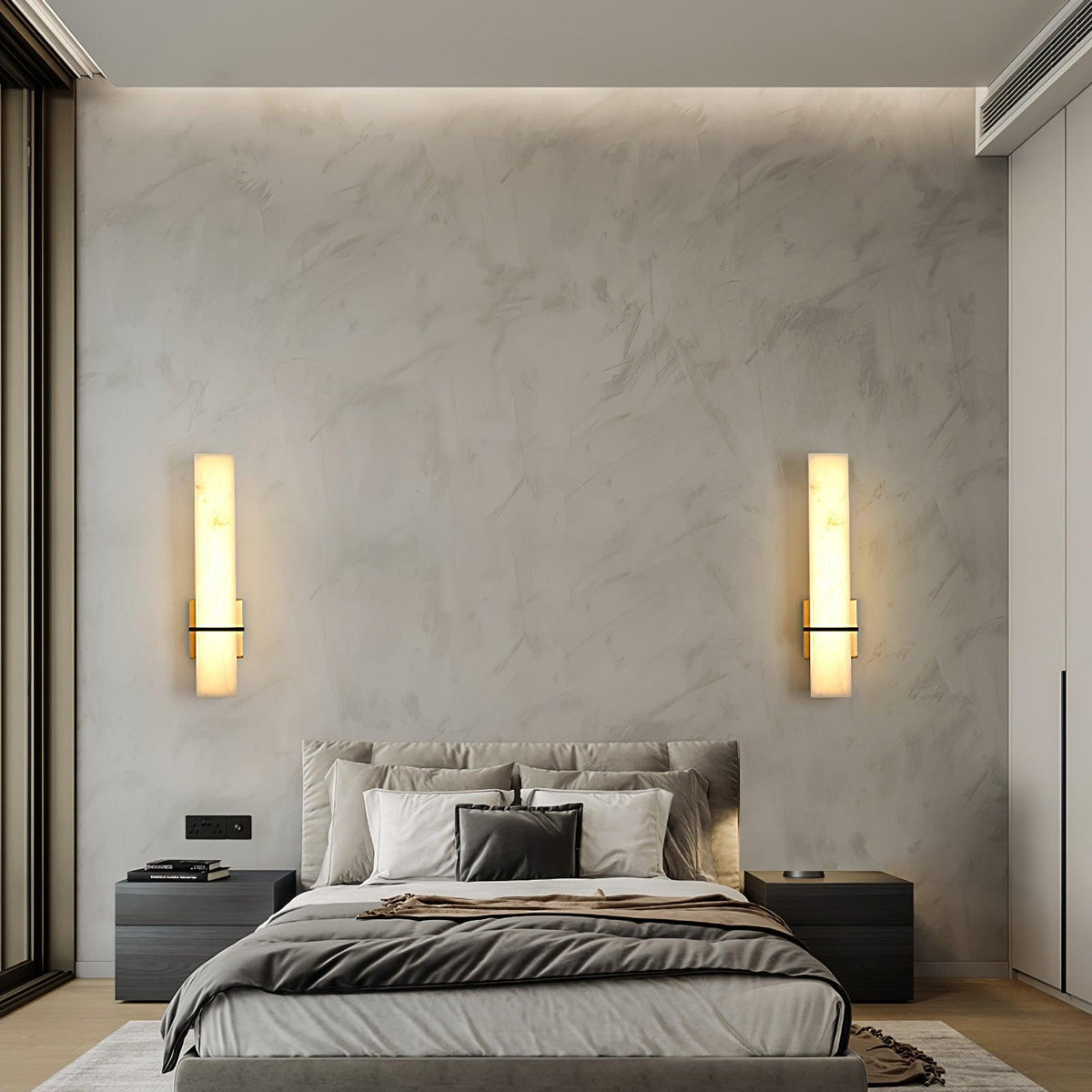Moderne Alabaster Wandlamp Messing LED Binnen Wandlamp