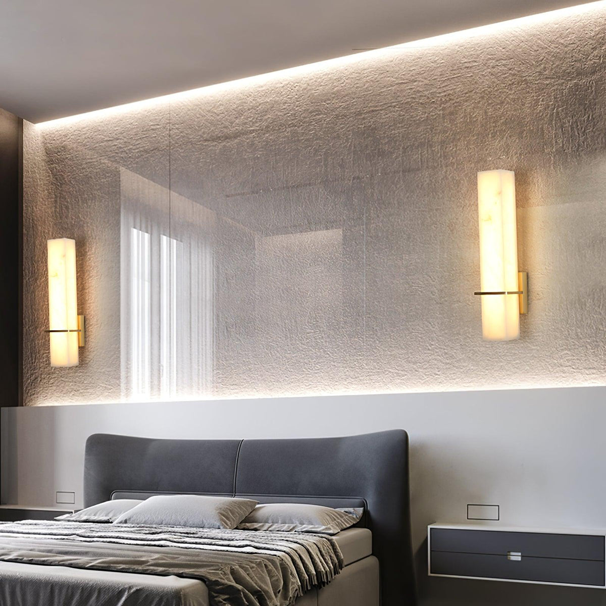 Moderne Alabaster Wandlamp Messing LED Binnen Wandlamp