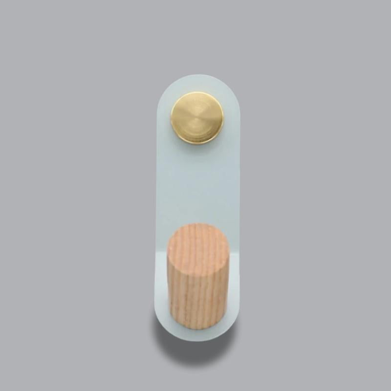 ScandiHook – Minimalistische Pastel Wandhaak met Eikenhout & Messing Accent