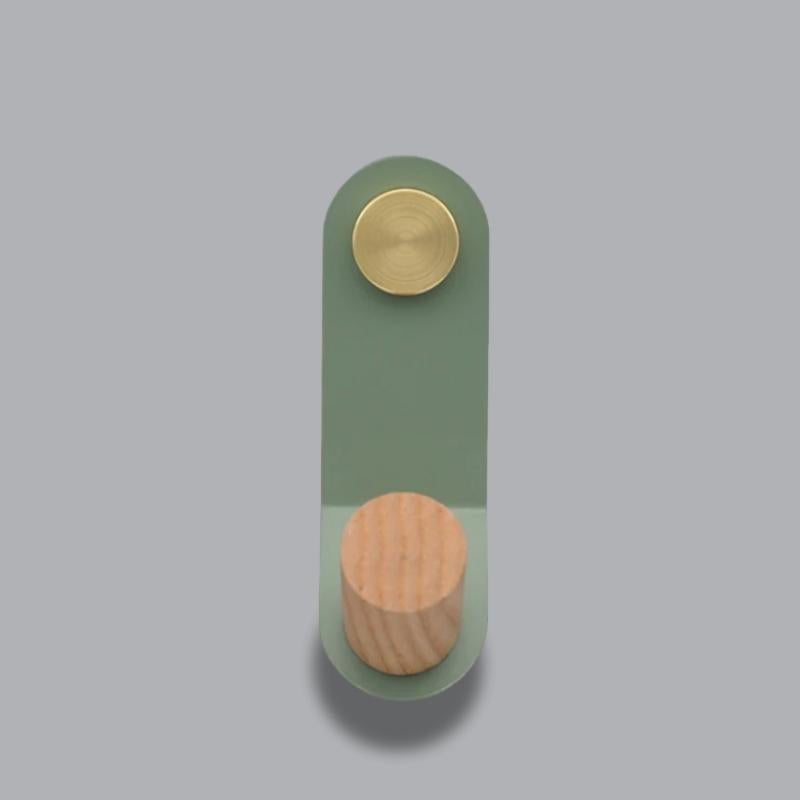 ScandiHook – Minimalistische Pastel Wandhaak met Eikenhout & Messing Accent