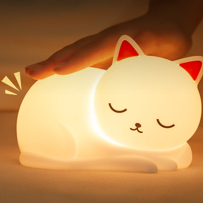 Squishy Siliconen Napping Kat LED Nachtlamp - Perfect Cadeau voor Kinderen en Meisjes
