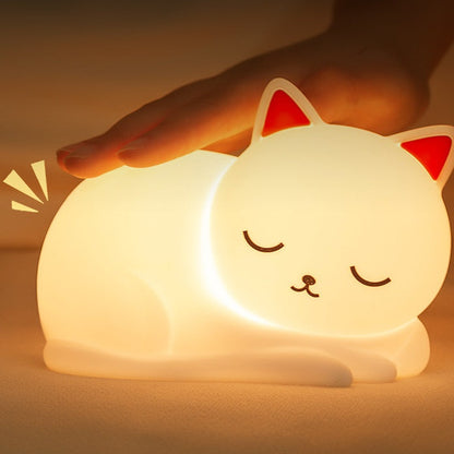 Squishy Siliconen Napping Kat LED Nachtlamp - Perfect Cadeau voor Kinderen en Meisjes