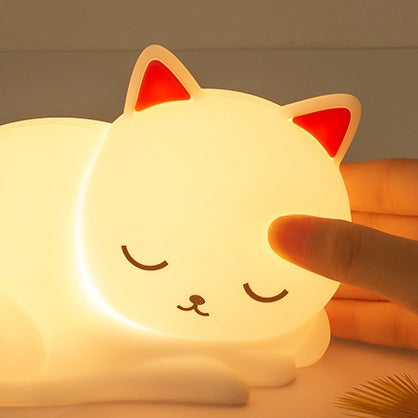 Squishy Siliconen Napping Kat LED Nachtlamp - Perfect Cadeau voor Kinderen en Meisjes