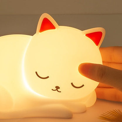 Squishy Siliconen Napping Kat LED Nachtlamp - Perfect Cadeau voor Kinderen en Meisjes