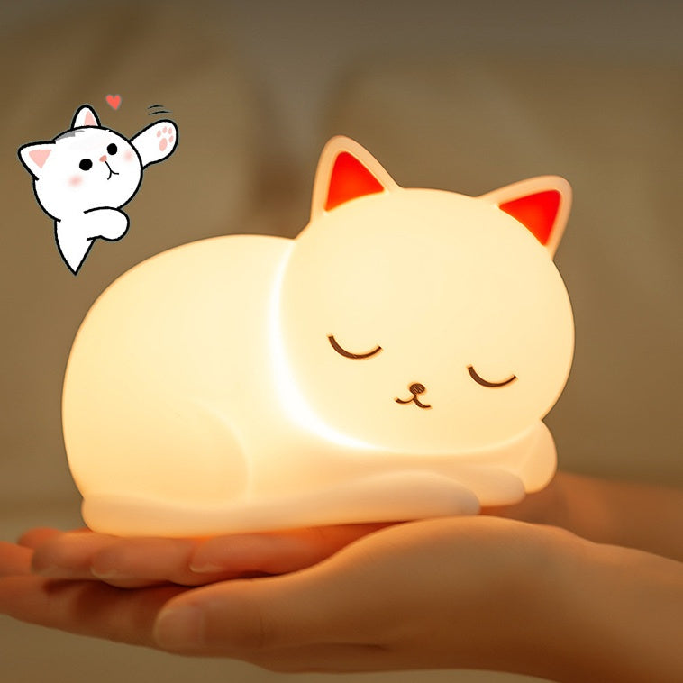 Squishy Siliconen Napping Kat LED Nachtlamp - Perfect Cadeau voor Kinderen en Meisjes