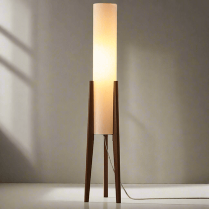 Walnoot vloerlamp Massief houten kunstlamp
