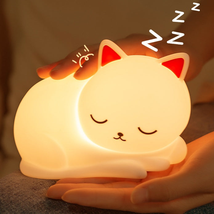 Squishy Siliconen Napping Kat LED Nachtlamp - Perfect Cadeau voor Kinderen en Meisjes