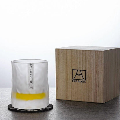EdoGlacier – Handgesneden Edo Kiriko Whiskyglas in Luxe Houten Geschenkdoos