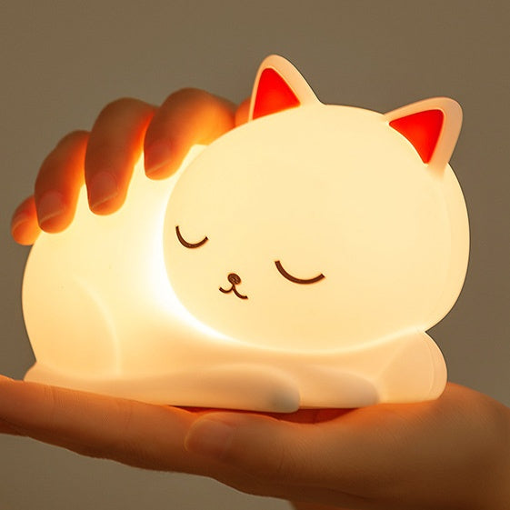 Squishy Siliconen Napping Kat LED Nachtlamp - Perfect Cadeau voor Kinderen en Meisjes