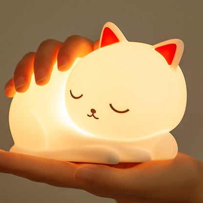 Squishy Siliconen Napping Kat LED Nachtlamp - Perfect Cadeau voor Kinderen en Meisjes
