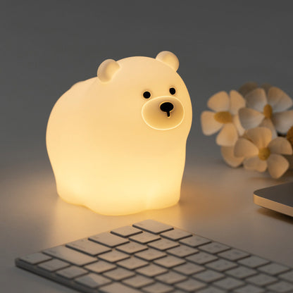 Ademend Beer Knuffelbare Zachte Siliconen Slaapgenoot Geluid LED Nachtlampje Perfect Cadeau