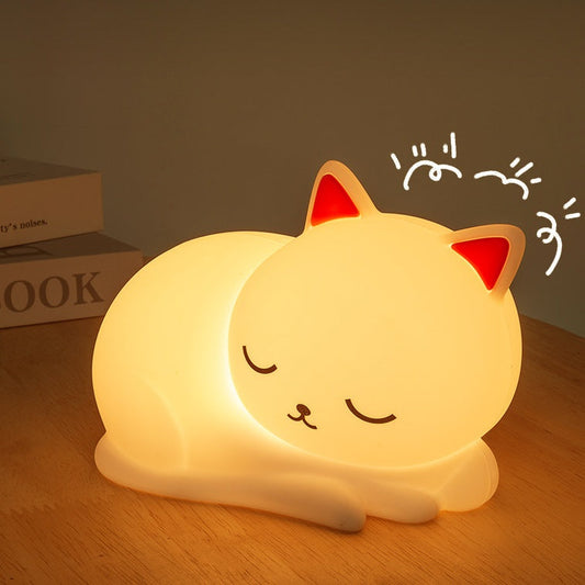 Squishy Siliconen Napping Kat LED Nachtlamp - Perfect Cadeau voor Kinderen en Meisjes