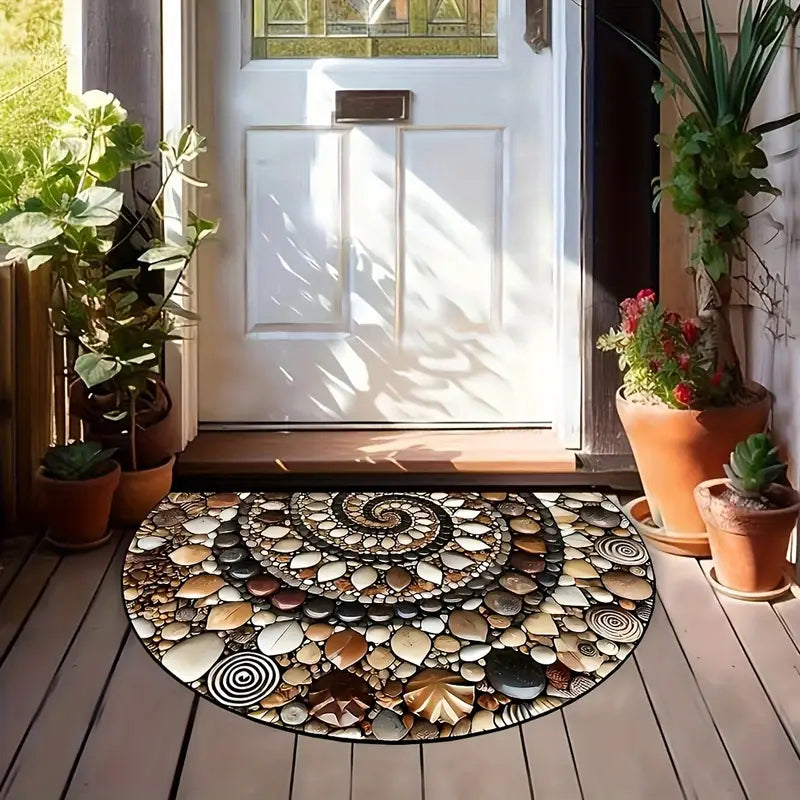 Coastal Spiral™ – Oceaan-geïnspireerde Kiezel- en Schelpenmat