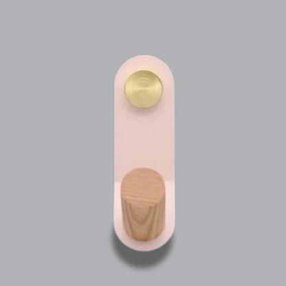 ScandiHook – Minimalistische Pastel Wandhaak met Eikenhout & Messing Accent