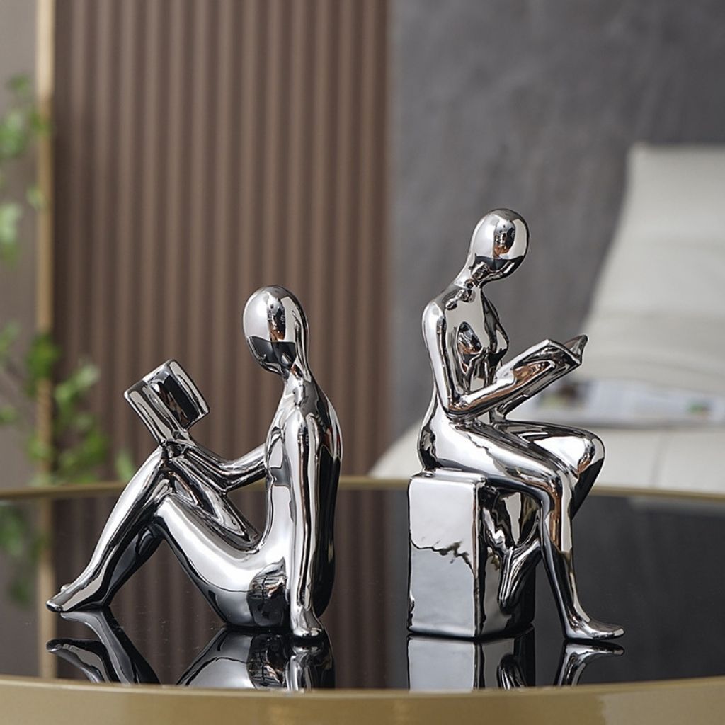 LumiRead Sculptuur Boekensteun Set – Moderne Elegantie voor een Stijlvolle Boekenkast