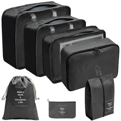 PackWunder Reisorganizer Set 7/8/9/10-delig | Opvouwbare Koffer-organizer | Voor kleding, schoenen & accessoires