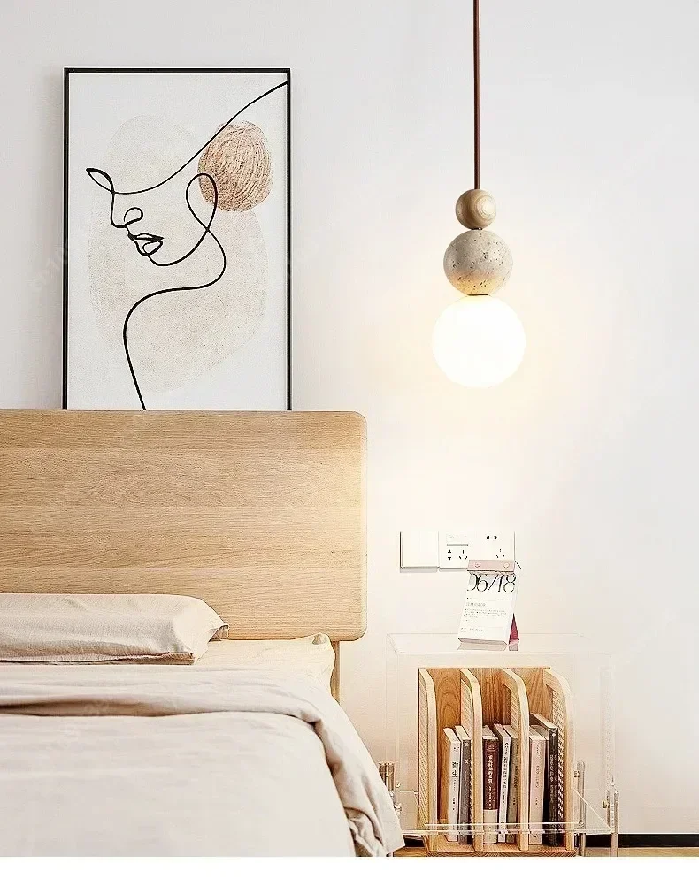 Luma Travertijn Hanglamp - Crèmestijl Natuurstenen Lamp