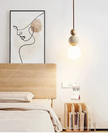 Luma Travertijn Hanglamp - Crèmestijl Natuurstenen Lamp