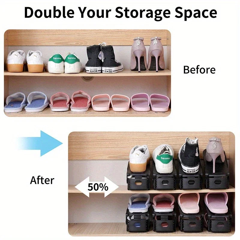 Verstelbare Schoenen-Stackers - Dubbellaagse Ruimtebesparende Organizers