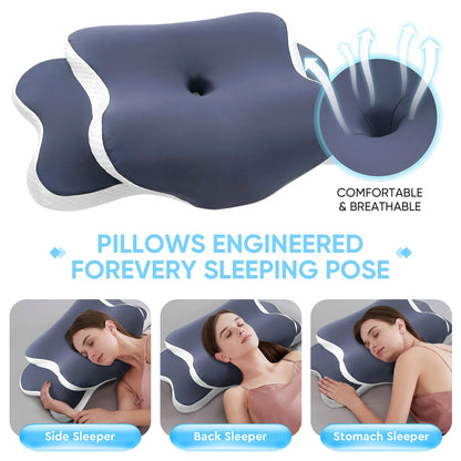 Geheugen Schuim Kussen Cervicaal Kussen Nekpijn Verlichting Contour Ergonomisch Orthopedisch Nekondersteuning voor Zij-, Rug-, Maagslapers Cadeau