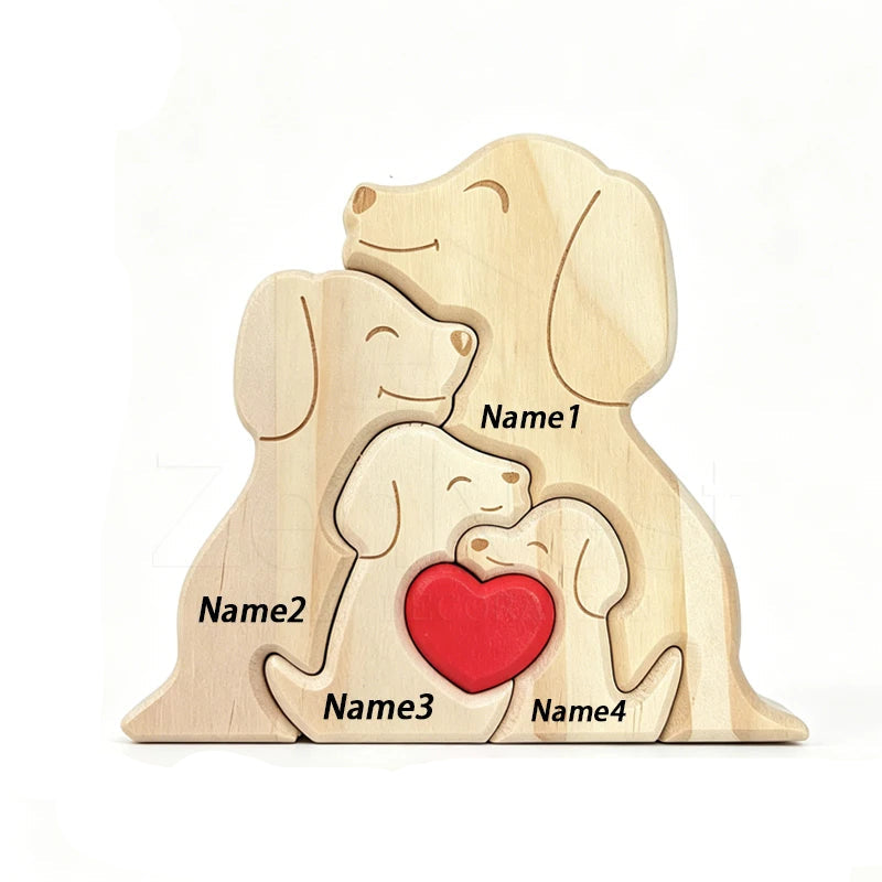 Wood Dog Family Puzzel