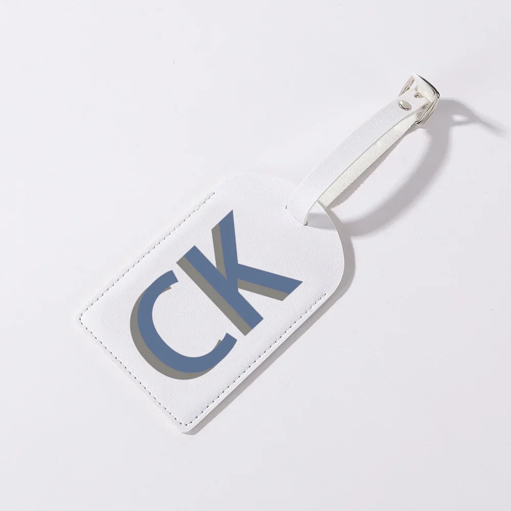 Gepersonaliseerd PU-Lederen Kofferlabel met Monogram – Luxe Bagagelabel op Maat