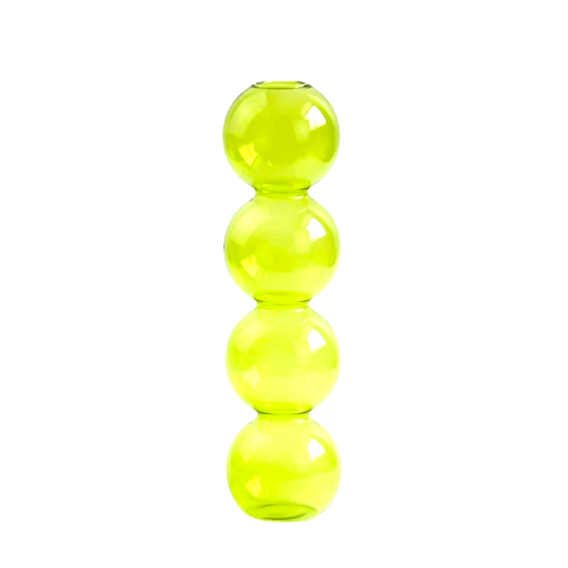 By Levin green Nordic bubble glass flower vase with a stacked sphere design for modern minimalist home decor.