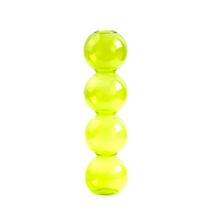 By Levin green Nordic bubble glass flower vase with a stacked sphere design for modern minimalist home decor.
