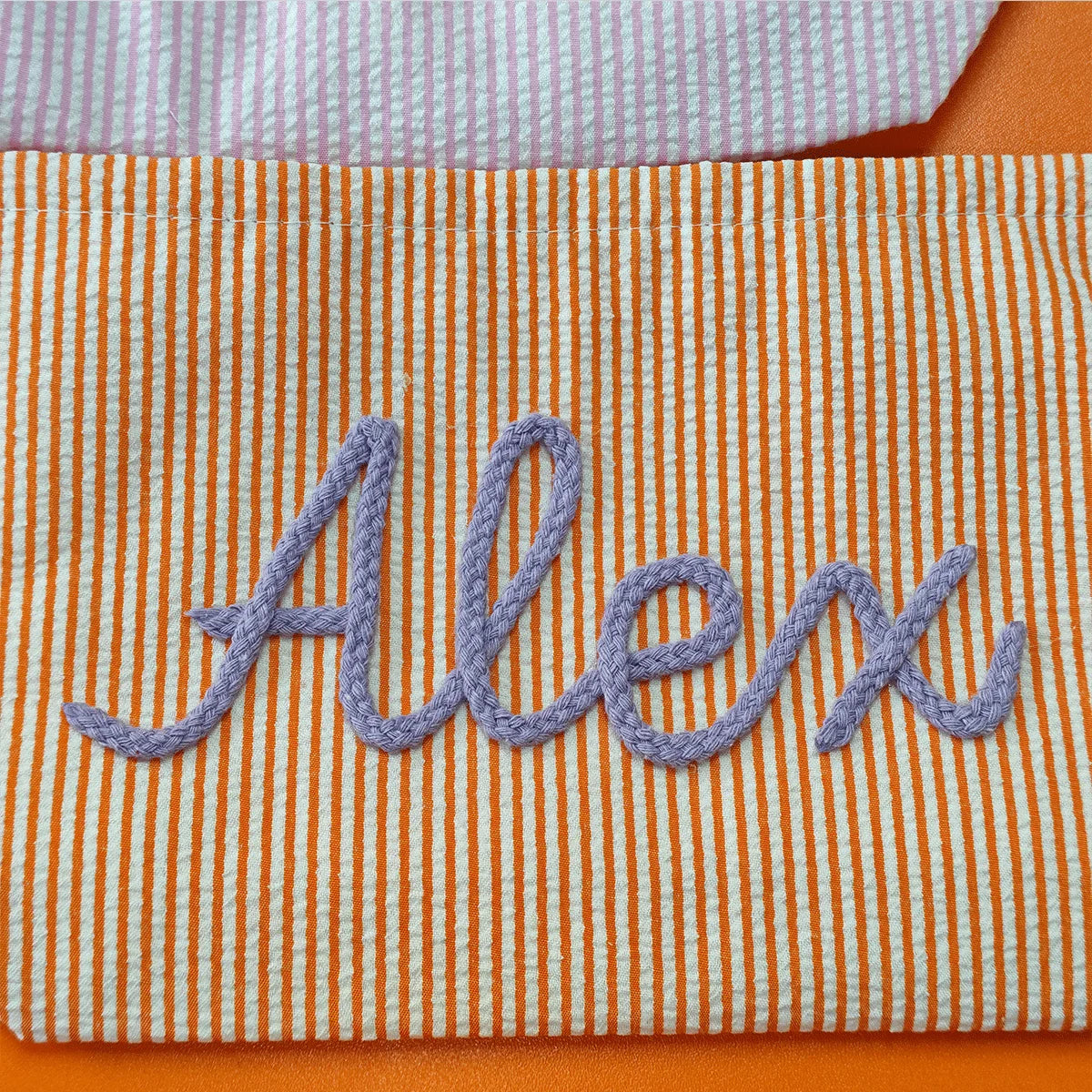 Gepersonaliseerde Seersucker Make-Up Tas - Met Naam