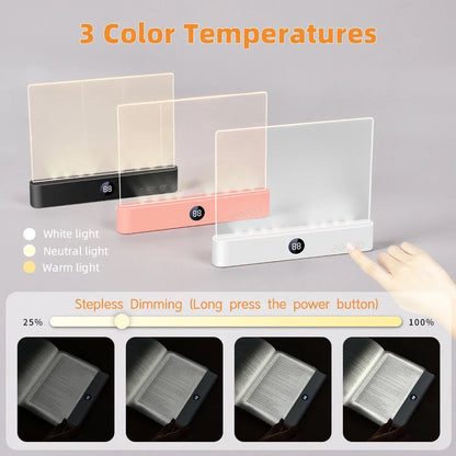 LED Platte Leeslamp – 2-in-1 Oplaadbaar Boekpaneel & Nachtlamp met Timer