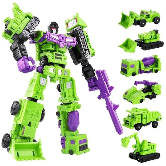 Mini 6-in-1 Transformerende Devastator Actiefiguur - Groene Robot Speelgoed voor Kinderen, Perfect Cadeau voor Kinderen 22cm (8.6 inch)