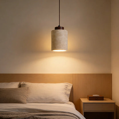 Natuurlijk Gele Travertijn Hanglamp | Wabi-Sabi Stenen Plafondlamp