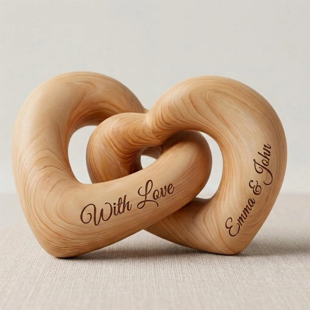Gepersonaliseerd Houten Ineengevlochten Hart Sculptuur