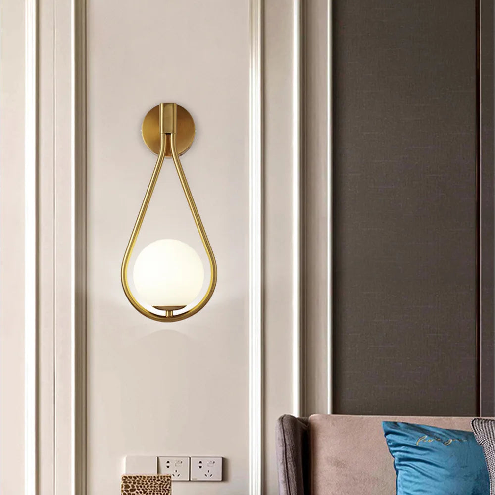 Nordic Creatieve Luxe Glazen Bal LED Wandlamp Woonkamer Metaal Modern Minimalistisch Bedlampje Slaapkamer Verlichting