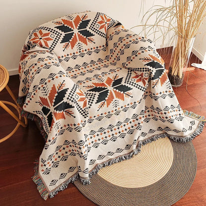 Boho Zuidwestelijke Geweven Plaid met Kwastjes