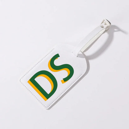 Gepersonaliseerd PU-Lederen Kofferlabel met Monogram – Luxe Bagagelabel op Maat