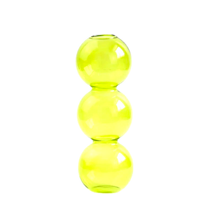 By Levin Nordic Bubble green glass flower vase with a modern stacked sphere design for minimalist home decor.