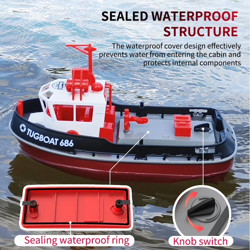 Krachtig Dual Motor RC Sleepboot Model - 1:72 Elektrische Afstandsbediening Boot voor Jongens, Draadloos Plezier