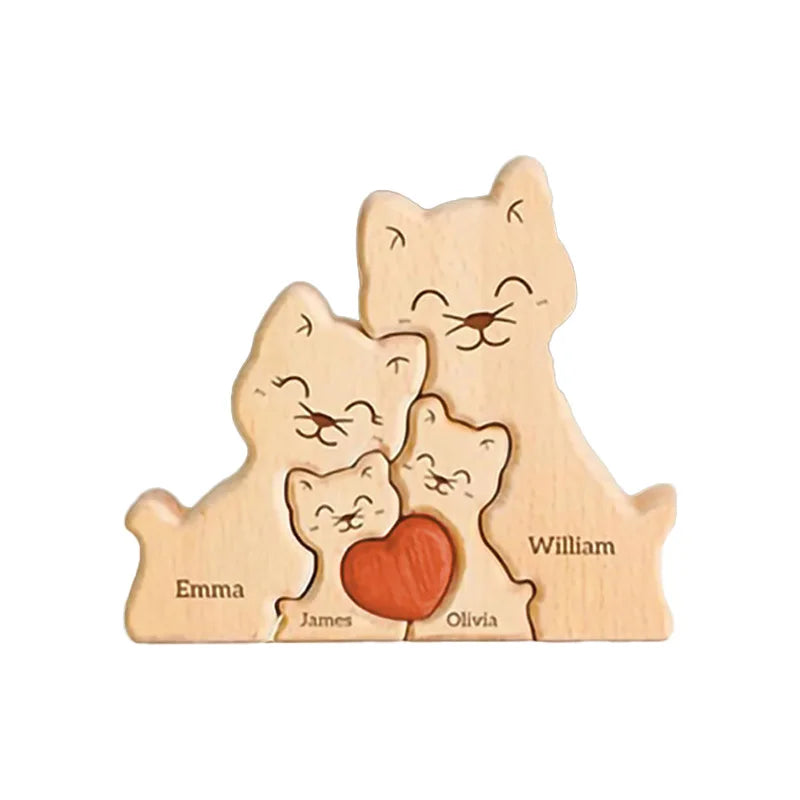 Wood Cat Family Puzzel