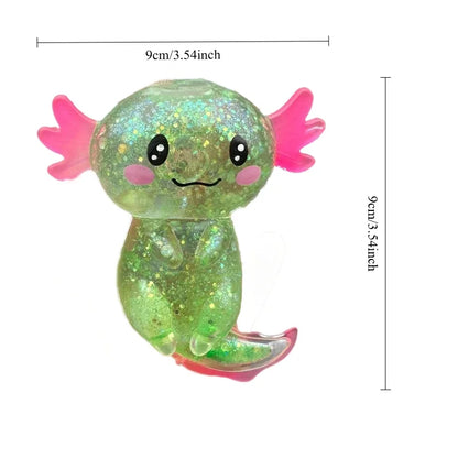 Glitter Axolotl Squishy 4-Pack - Rekbaar Anti-Stress Speelgoed