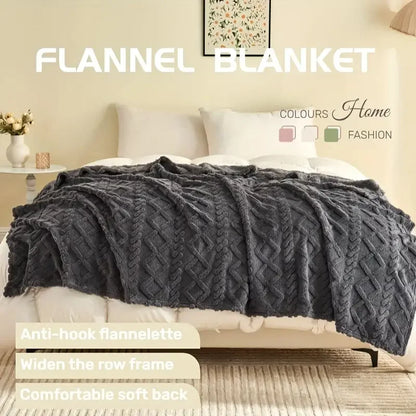 Ultra-Zachte 3D Pluche Fleece Woondeken - Warme Gebreide Plaid
