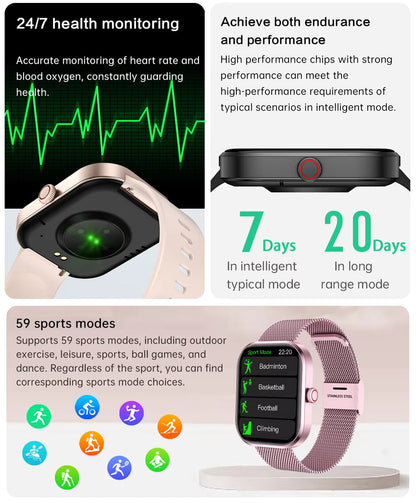 2025 Gezondheids Smartwatch BP+ECG+HRV+BG Monitor met SpO2, Hartslag, Slaap & Fitness Tracking