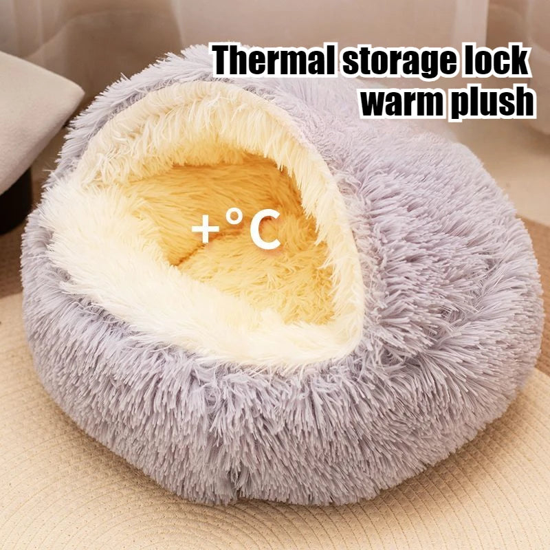 2-in-1 Zachte Pluche Dierenmand met Kap - Katten- & Hondenmand