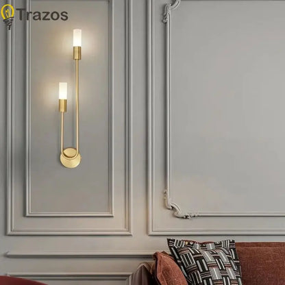 Moderne Messing LED Wandlamp - Minimalistische Design Wandlamp