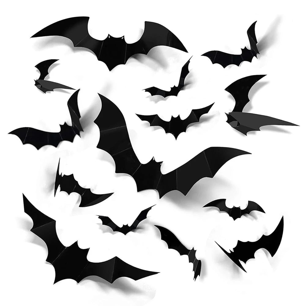 3D Zwarte Vleermuis Muurstickers - PVC Halloween Decoratie