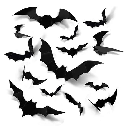 3D Zwarte Vleermuis Muurstickers - PVC Halloween Decoratie
