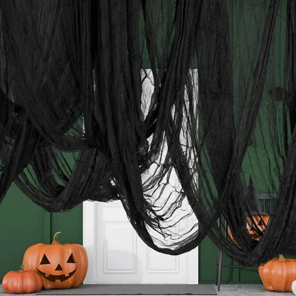 Halloween Griezelig Gaasdoek - Zwarte Decoratie Mesh Stof